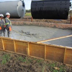 Pouring foundation for a tank farm