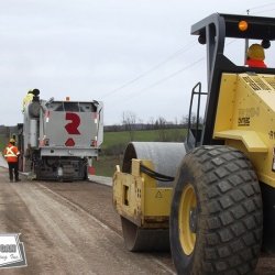 Prepping a County roadway for an asphalt overlay